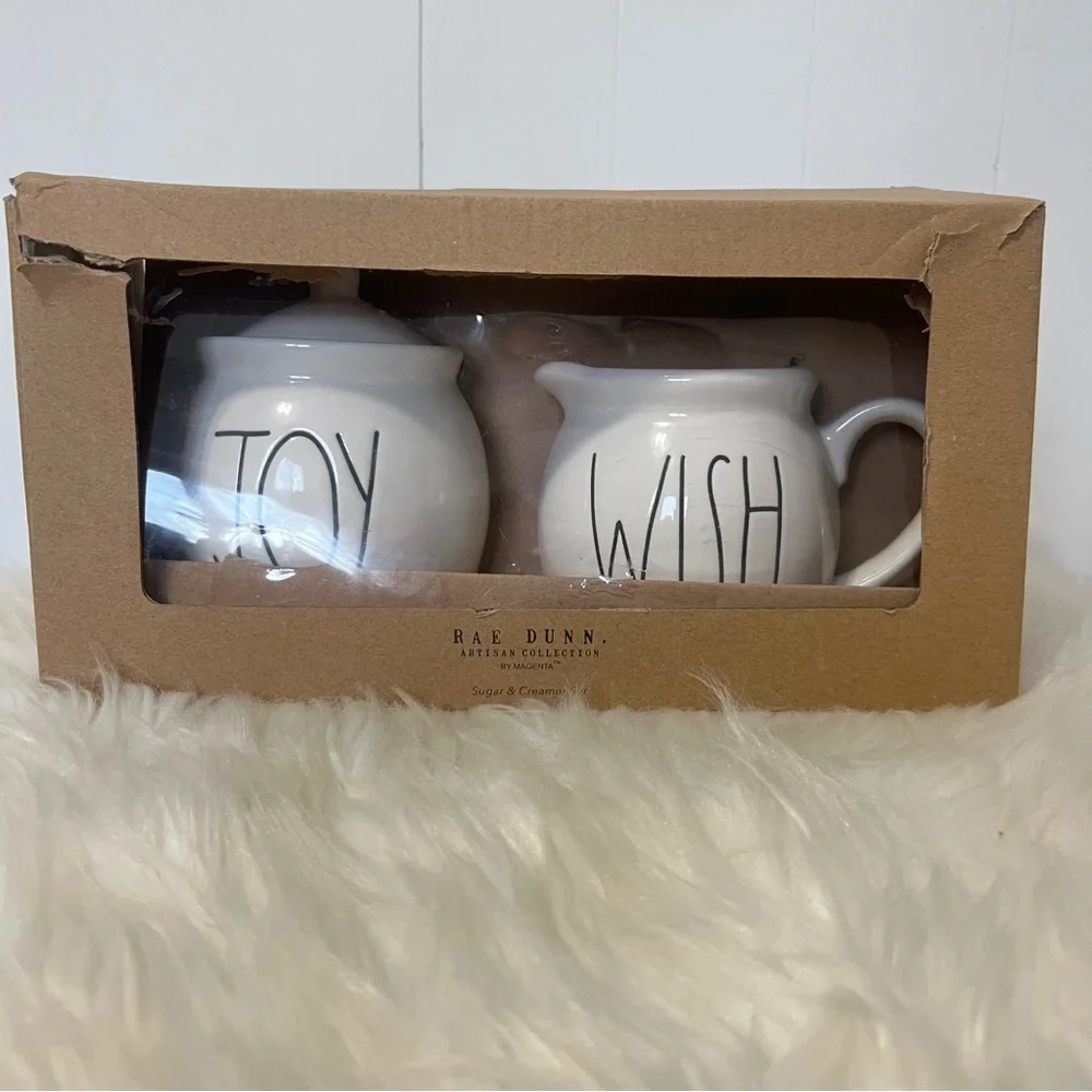 Rae Dunn Joy Wish Cream and Sugar Set New House Decor Kitchen Coffee